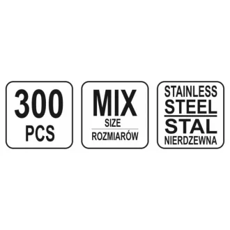   YATO Sada šesťhranných nerezových matíc 300 kusov M3-M10