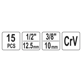   YATO Montážna sada brzdového systému 15 dielov 1/2" 3/8" CrV