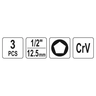   YATO Sada nástrčných kľúčov na montáž brzdového strmeňa 3 diely 1/2" CrV