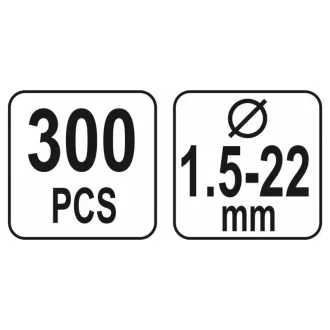Sada E-krúžkov YATO 300 kusov