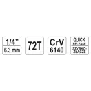 YATO Ráčna hnací hriadeľ 1/4" 155 mm 72T CrV