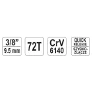 YATO Ratchet Drive Shank 3/8" 200 mm 72T zahnutá stopka mäkká rukoväť CrV