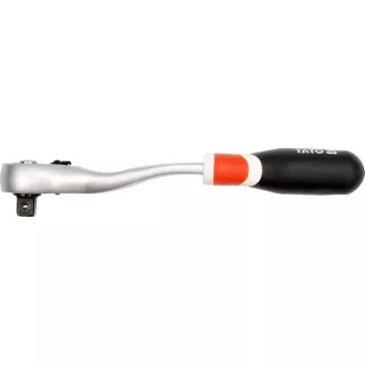   Ráčna YATO stopka 1/2" 255 mm 72T zahnutá stopka mäkká rukoväť CrV