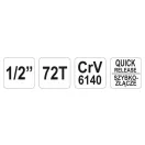 YATO račňový hnací hriadeľ 1/2" 255 mm 72T zahnutý hriadeľ CrV