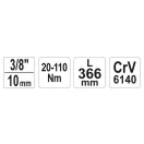 YATO momentový kľúč 3/8" 20-110 Nm / 342-360 mm CrV