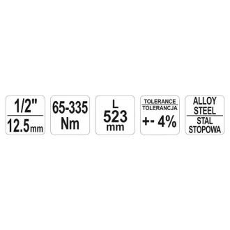 YATO momentový kľúč 1/2" 65-335 Nm / 518-540 mm