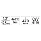 YATO momentový kľúč 1/2" 42-210 Nm / 445-465 mm CrV