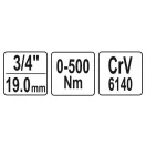 YATO momentový kľúč 3/4" 0-500 Nm CrV