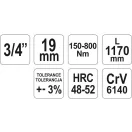 YATO momentový kľúč 3/4" 150-800 Nm / 1155-1175 mm CrV
