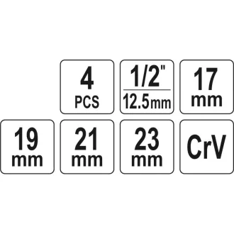   YATO krížový kľúč 1/2" 17 x 19 x 21 x 23 mm demontovaný CrV