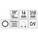 YATO kľúč na zapaľovacie sviečky so sklopným predlžovacím hriadeľom 14 mm 3/8" magnetický CrV