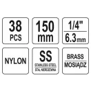 YATO Sada kefiek na čistenie hlavy valca 38 dielov 8-19 mm