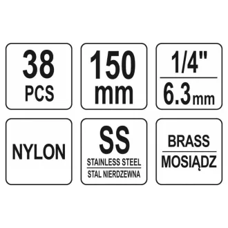YATO Sada kefiek na čistenie hlavy valca 38 dielov 8-19 mm