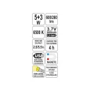 YATO batériové inštalačné LED svietidlo 5 W+3 W