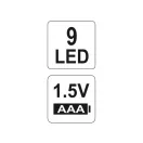 YATO Batériová LED kapesná svítilna 30 lm hliníková čierna 3 x AAA