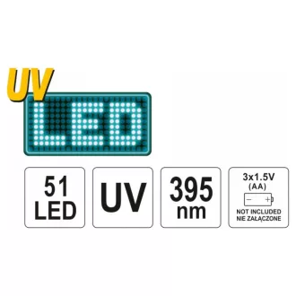 YATO Nabíjacia UV baterka + okuliare 3 x AA