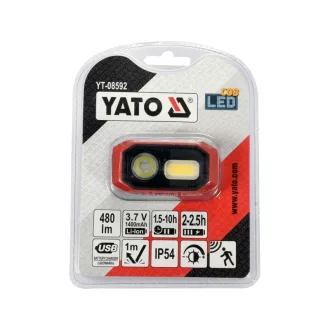   YATO Akumulátorová LED čelová lampa 480 lm s detekciou pohybu