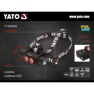 YATO Akumulátorová LED čelovka