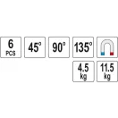 YATO Sada magnetov na uchytenie zváracieho obrobku 6 dielov
