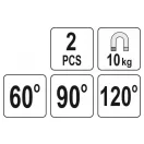 YATO Zvárací magnet držiak obrobku 60-90-120°/10 kg (2 ks)