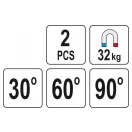 YATO Zvárací magnet držiak obrobku 30-60-90°/32 kg (2 ks)