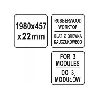   YATO Drevená pracovná doska na 3 spodné skrinky 1980 x 457 x 22 mm