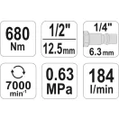 YATO Pneumatický rázový unášač 1/2" 680 Nm
