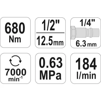 YATO Pneumatický rázový unášač 1/2" 680 Nm