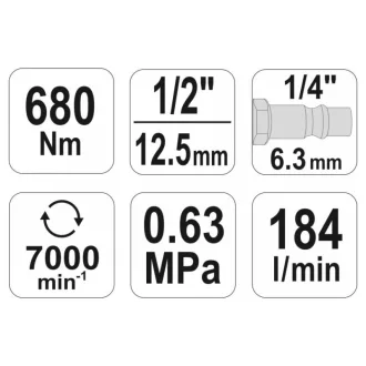 YATO Pneumatický rázový unášač 1/2" 680 Nm