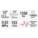 YATO Pneumatický rázový unášač 1/2" 1356 Nm