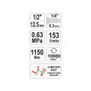 YATO Pneumatický rázový unášač 1/2" 1150 Nm
