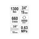YATO Pneumatický rázový unášač 3/4" 1300 Nm