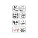 YATO Pneumatický rázový unášač 3/4" 1630 Nm