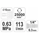 YATO Pneumatická priamočiara brúska 1/4"