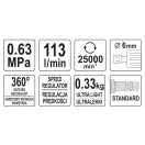 YATO Pneumatická priamočiara brúska odľahčená 113 l/min