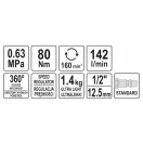 YATO Pneumatický račňový kľúč 1/2" 80 Nm odľahčený