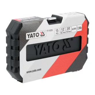   YATO Sada pneumatických kľúčov 1/2" 15-dielna 10-27 mm s adaptérom 3/8" x 1/2"