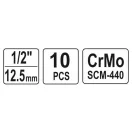 Sada nástrčných kľúčov YATO 10 kusov 1/2" 10-22 mm CrMo