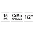YATO Machine sada dlhých nástrčných kľúčov 15 kusov 1/2" 10-32 mm CrMo