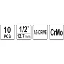 YATO Alloy sada objímok ráfikov 10 kusov 1/2" CrMo