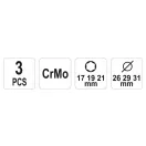 YATO Alloy sada ráfikov 3 diely 1/2" 17/19/21 mm CrMo