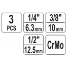 YATO súprava spojok stroja 3 diely 1/4 - 3/8 - 1/2"
