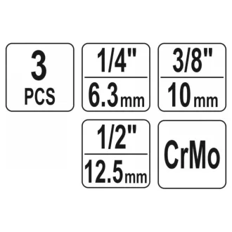 YATO súprava spojok stroja 3 diely 1/4 - 3/8 - 1/2"