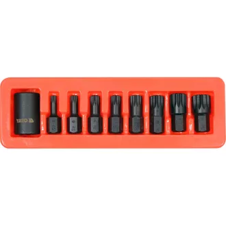   YATO Súprava drážkových bitov 9 kusov 1/2" M6-M18 mm adaptér pre nástrčný kľúč