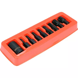   YATO Súprava drážkových bitov 9 kusov 1/2" M6-M18 mm adaptér pre nástrčný kľúč