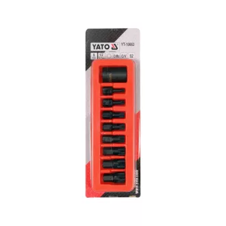   YATO Súprava drážkových bitov 9 kusov 1/2" M6-M18 mm adaptér pre nástrčný kľúč