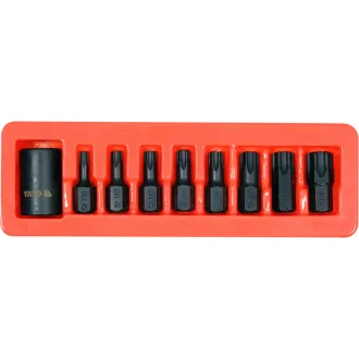   Sada torx bitov YATO Machine 9 kusov 1/2" adaptér na nástrčný kľúč T30-T70
