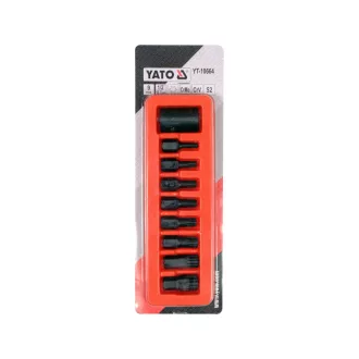   Sada torx bitov YATO Machine 9 kusov 1/2" adaptér na nástrčný kľúč T30-T70