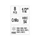 YATO Machine dlhá sada nástrčných kľúčov 8 kusov Ribe 1/2" RM5-RM13 CrMo