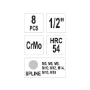 Sada nástrčkových kľúčov pre stroj YATO, 8 kusov, 1/2" M5-M18 CrMo